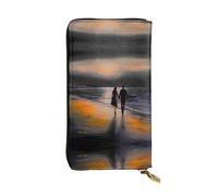 GGNKDL Walking in the sunset with hands printing - Cartera larga de piel para mujer, bolsa de mano de gran capacidad con cremallera para tarjetas de crédito