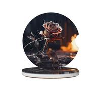 GGNKDL Withered Rose - Posavasos para coche, 2 almohadillas absorbentes de cerámica antideslizantes para bebidas, decoración de coche