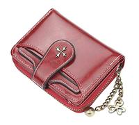 GGOOB Cartera pequeña para Mujer, con Cremallera, Plegable, Vintage, Estilo gótico, Mini Carteras de Cuero con Bolsillo para Monedas con Cremallera, Rojo -, S
