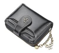 GGOOB Cartera pequeña para Mujer, con Cremallera, Plegable, Vintage, Estilo gótico, Mini Carteras de Cuero con Bolsillo para Monedas con Cremallera, Negro -, S