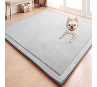 GGoty Alfombra de terciopelo coral, tapete de juego para el suelo, antideslizante, alfombra grande, para guardería, bebé, mascota, dormitorio, sala de estar (200 x 80 cm), color gris