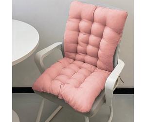 GGoty Cojín grueso para silla con respaldo, cojín para asiento trasero con lazos, cojines de asiento de algodón para jardín, sofá reclinable, oficina (40 x 40 cm, rosa)