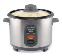 GGRUNKEL - Arrocera Eléctrica RC-1L 400W | Capacidad 1 Litro | Función Mantener Calor | Recubrimiento Antiadherente | Tapa de Cristal | Exterior de Acero Inoxidable