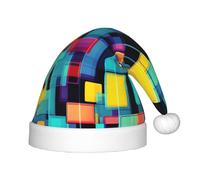 GGsdaf Diagrama geométrico cuadrado con patrón de sombreros de Navidad para niños, adecuados para disfraces de Navidad, regalos de fiesta y trajes de vacaciones.