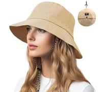 GGUFAY 1 Uds. Sombrero De Pescador Plegable, Sombrero De Verano con Protección UV De ala Ancha,Sombrero De Visera Plegable, Impermeable Sombrero Unisex para Sombrilla Al Aire Libre(Caqui)