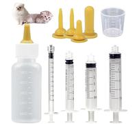 GGUFAY 10 pcs Pet and Wildlife Nipple Syringe, Nipple with Syringe, Silicone Portable Kitten Nipple Puppy Feeding Nipple, Best for Puppies, Kittens, Squirrels and Other Newborn Pets