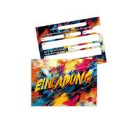 GGUFAY 12 Tarjetas de Invitación Graffiti para Cumpleaños Infantiles, Efecto de Splash Colorido, Invitaciones para Niños & Niñas