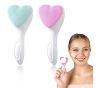 GGUFAY 2 cepillos de limpieza facial de silicona, cepillo de limpieza facial impermeable, cepillo exfoliante suave, limpieza profunda de poros negros(Rosa,Verde)