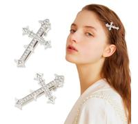 GGUFAY 2 Pinzas Horquilla Plateada, Pasadores, Cruz De Diamante, Regalos Para Mujeres Y NiñAs, Sin Arrugas, Herramienta De Clips De Peinado