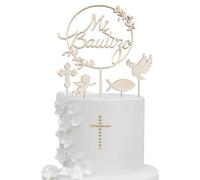 GGUFAY 3pcs Topper Tarta Madera Mi Primera Comunión Paloma Santo Grial Decoracón Bautizo Cake Topper para Fiesta Bautizo Comunión Niñas Niños