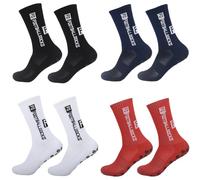 GGUFAY 4 Pares de Calcetines Antideslizantes Futbol 39-44, Calcetines de Agarre con Puntos de Goma, Absorben El Sudor y Transpirables, Unisex, para Deportes, Correr (Negro, Blanco, Rojo, Azul Marino)