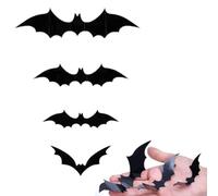 GGUFAY 48 unidades de decoración de murciélagos 3D de Halloween en 4 tamaños diferentes PVC impermeable murciélago negro espeluznante desmontable DIY Halloween decoración set para ventana decoración