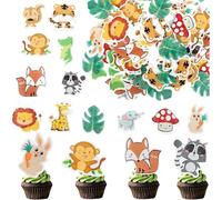 GGUFAY 60 Pcs decoracion de tarta baby shower decoracion de tarta animales salvajes decoracion de tarta dos salvajes decoracion de tarta jirafa mono decoracion de tarta