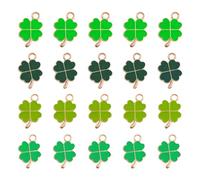 GGUFAY Amuleto de la Suerte trébol de Cuatro Hojas: 20 Piezas de Colgantes de Metal Verde. Accesorios para Pulseras de joyería DIY. La Fabulosa aleación Verde Cuatro Hojas.