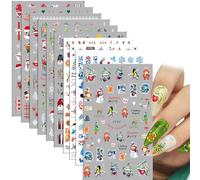 GGUFAY Pegatinas Uñas Navidad, 10 PCS Pegatinas Uñas Autoadhesivas Navidad, Pegatinas Para UñAs Navidad, Nail Art Stickers para Uñas Navidad, Uñas pegatinas, Christmas Decoración