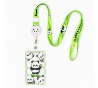 GGUFAY Portatarjetas Con CordóN, Carrete RetráCtil Para Credencial, Correa Para El Cuello Para Mujeres, Maestras, Enfermeras, MéDicos Y Estudiantes (Panda)