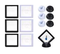 GGUFAY Soporte Flotante para Monedas, Caja expositora para Monedas, Joyas, medallones, Piedras, Negro con Base Redonda, 7 x 7 x 2 CM, 6 Piezas