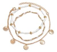GGUFAY Tobillera Estilo Bohemio Con Cuentas Y Estrella De Mar, Para Mujeres Y NiñAs, Multicapa Tobillos Pulseras Playa Cadenas De Pies Accesorios De JoyeríA Para Mujeres