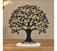 GGUIUIC Letrero de madera personalizado del árbol de la vida con 1-15 nombres personalizados, letrero de árbol genealógico, decoración de mesa, placa de nombre familiar, regalo de recuerdo