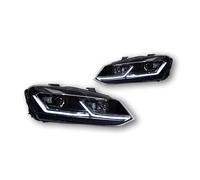 Ggwqfuh Faro Principal Para VW Para Polo 2011-2017 Luces LED Coche Proyector Faros Delanteros Lente Para Vento DRL Hid Haz Bi Xenon Juego Faros Delanteros(Left-Hand Drive,Tsi Silver Line)