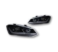Ggwqfuh Faro Principal Para VW Para Polo 2011-2017 Luces LED Coche Proyector Faros Delanteros Lente Para Vento DRL Hid Haz Bi Xenon Juego Faros Delanteros(Left-Hand Drive,Black)