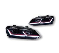 Ggwqfuh Faro Principal Para VW Para Polo Para Vento 2011-2017 Luces De Coche Faros LED Proyector DRL Delanteros Hid Haz Bi Xenon Accesorios Juego Faros Delanteros(Left-Hand Drive,Gti Red Line)