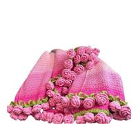 GGWYBAFS Handmade Rose Flower Crochet Blanket - Lightweight Summer Throw Blanket, Machine Washable，Suitable for Bedroom and Bohemian Decor(Style 2,70cm)