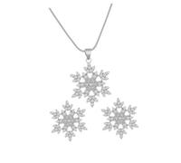 GGYTMQL 1 juego de collar y pendientes de copo de nieve de diamantes de imitación, elegante joyería de cristal para bodas y ocasiones especiales, diseño ligero regalo para mujer