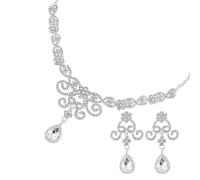 GGYTMQL 1 juego de collar y pendientes de diamantes de imitación para bodas, cumpleaños y ocasiones especiales, regalo elegante para novia