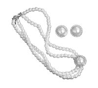 GGYTMQL 1 juego de collar y pendientes de perlas de imitación para mujer, joyería inspirada en la vendimia elegante imitación perlas pulpos para bodas y ocasiones especiales