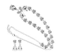 GGYTMQL 1 juego de collar y pendientes elegantes con colgante de mariposa de diamantes de imitación para mujer, joyería para bodas, cumpleaños y fiestas, accesorio llamativo