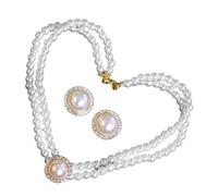 GGYTMQL 1 juego de elegante collar y pendientes de perlas de imitación para mujer, gargantilla de estilo vintage, joyería para bodas y ocasiones especiales para su cumpleaños y día de San Valentín