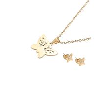 GGYTMQL 1 juego de elegantes joyas de mariposas, impresionante collar y aretes para mujer, regalo para bodas, aniversarios, ocasiones especiales, diseño atemporal para uso diario