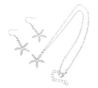 GGYTMQL 1 juego de elegantes pendientes y collar con forma de estrella para mujer, joyería única inspirada en el océano para fiestas, bodas y ocasiones especiales, regalo de cumpleaños y día de la