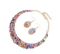 GGYTMQL 1 juego de joyas de diamantes de imitación para mujer, joyería para el cuello y aretes, accesorios para fiestas, bodas, uso diario, ligero, duradero, diseño cómodo