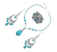 GGYTMQL 1 juego de joyas turquesa para mujer, collar, pendientes, pulsera, elegantes accesorios occidentales para fiestas y bodas