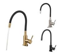 GGYTMQL 1 PCS Cocina grifo de acero inoxidable de acero inoxidable fregadero de cocina flexible grifo de agua caliente y fría mezcla grúa giratoria de 360 grales (A1114GN-T1)