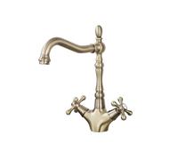 GGYTMQL 1 pcs fregadero de cocina grifo cromado cromo pulido holandra de manijas cruzadas de manija cruzada 360 ° grifo de cocina giratoria giratoria grifo caliente y fría (oro)