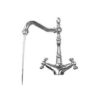 GGYTMQL 1 pcs fregadero de cocina grifo cromado cromo pulido holandra de manijas cruzadas de manija cruzada 360 ° grifo de cocina giratoria giratoria grifo caliente y fría (oro)