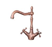 GGYTMQL 1 pcs fregadero de cocina grifo cromado cromo pulido holandra de manijas cruzadas de manija cruzada 360 ° grifo de cocina giratoria giratoria grifo caliente y fría (oro)