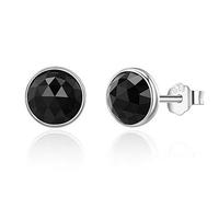 GGYTMQL 100% 925 Pendientes de Tachuelas de Plata esterlina, Pendientes de Cristal Negro Joyas de Plata esterlina