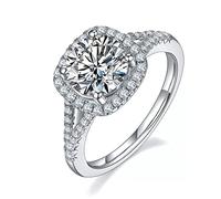 GGYTMQL 2 quilates D Color MOISSANITE Rings de boda espumoso para mujeres 925 Joyería de compromiso de plata esterlina