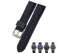 GGYTMQL 20 mm de 21 mm 22 mm de Goma Silicona Azul Black Bands para piloto Mark 18 Watch Sports Strap
