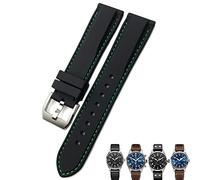 GGYTMQL 20 mm de 21 mm 22 mm de Goma Silicona Azul Black Bands para piloto Mark 18 Watch Sports Strap