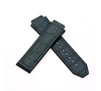 GGYTMQL 25 mm x 19 mm Reemplazo de silicona negra Bandilla de goma Correa Slub Patrón de espiga azul/gris