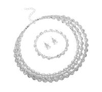 GGYTMQL - 3 joyas con collar de collar, pendientes para bodas, joyas elegantes para damas de honor de novias y ocasiones especiales