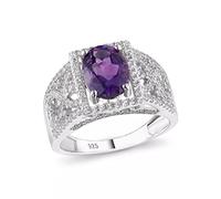 GGYTMQL 925 Anillo de plata esterlina para mujeres ovaladas 9 * 7 mm Amethyst Hollow Anillo de boda Hollow Joyas finas