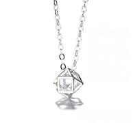 GGYTMQL 925 Collar de clavícula geométrica Cubo estéreo Cubo Hueco de circón Brillante Joyería de Mujeres