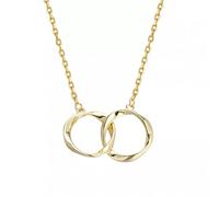 GGYTMQL 925 Collar de Encanto de Doble círculo para Mujeres Joya de joyería de Fiesta de la Cadena de Enlace