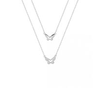 GGYTMQL 925 Collar de Encanto de Mariposa de Doble Capa para Mujeres Accesorios de joyería de Fiesta de Bodas